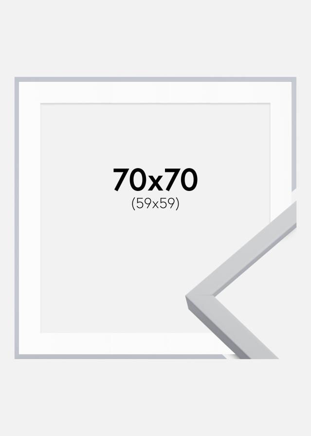 Cadre Oslo Blanc 70x70 cm - Passe-partout Blanc 60x60 cm