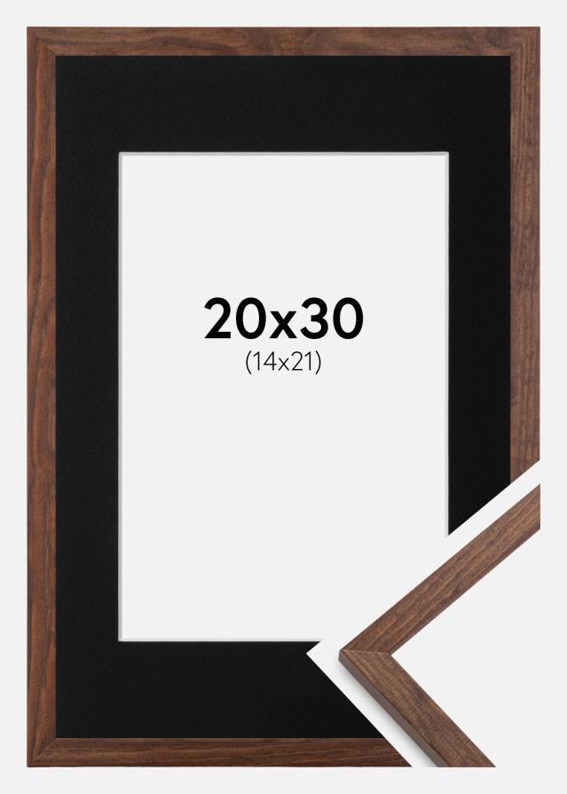 Cadre Galant Noyer 20x30 cm - Passe-partout Noir 15x22 cm