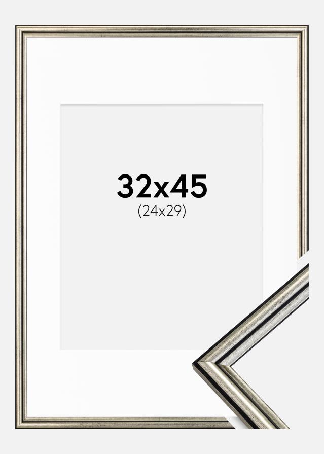 Cadre Horndal Argent 32x45 cm - Passe-partout Blanc 25x30 cm