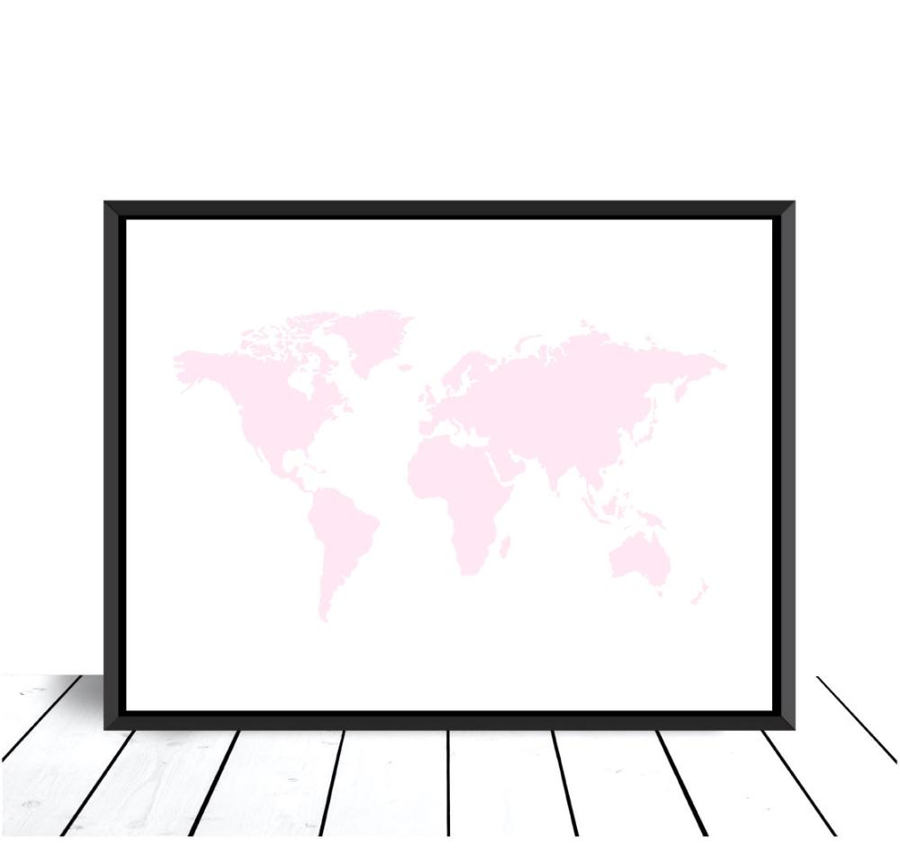 Carte du monde Rose Poster
