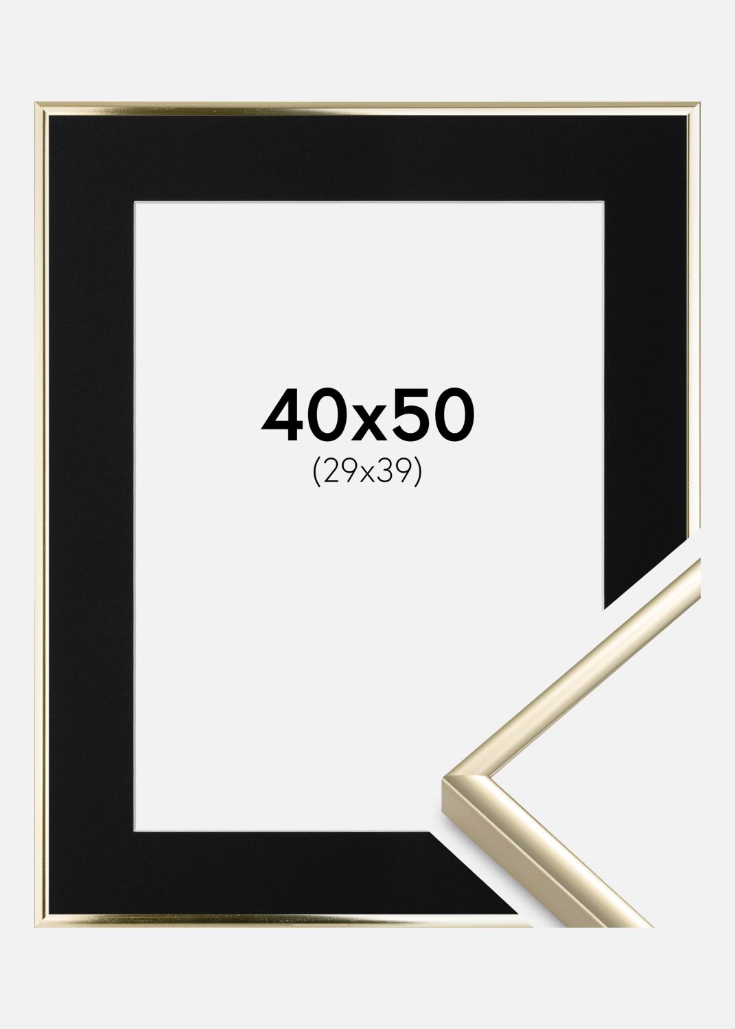 Product Image for Cadre Aluminium Brillant Or 40x50 cm - Passe-partout Noir 30x40 cm