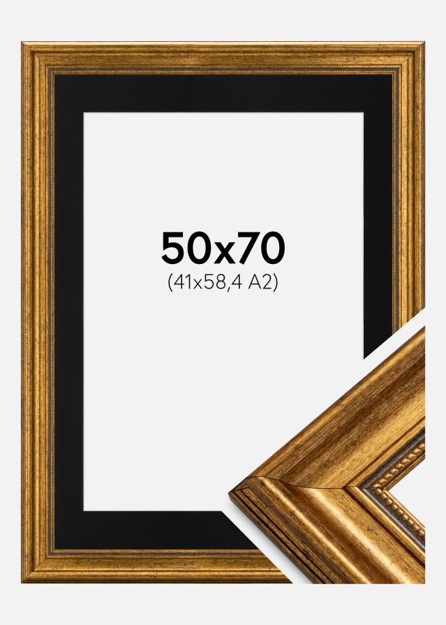 Cadre Rococo Or 50x70 cm - Passe-partout Noir 42x59,4 cm (A2)