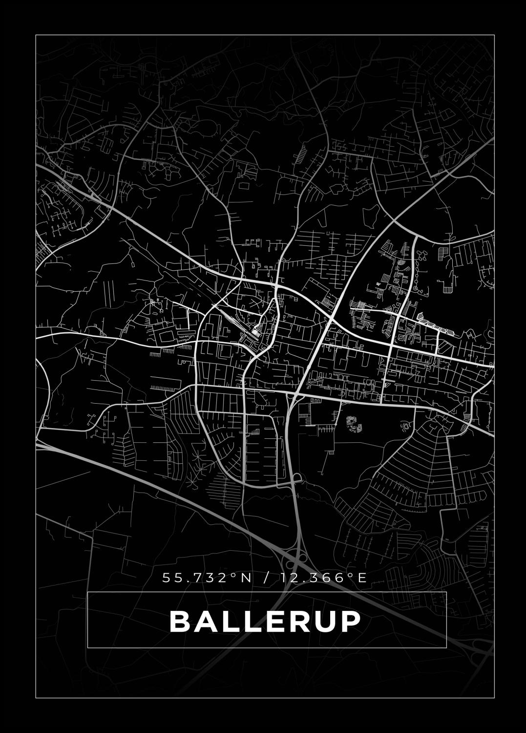 Product Image for Map - Ballerup - Black (30x40 cm)
