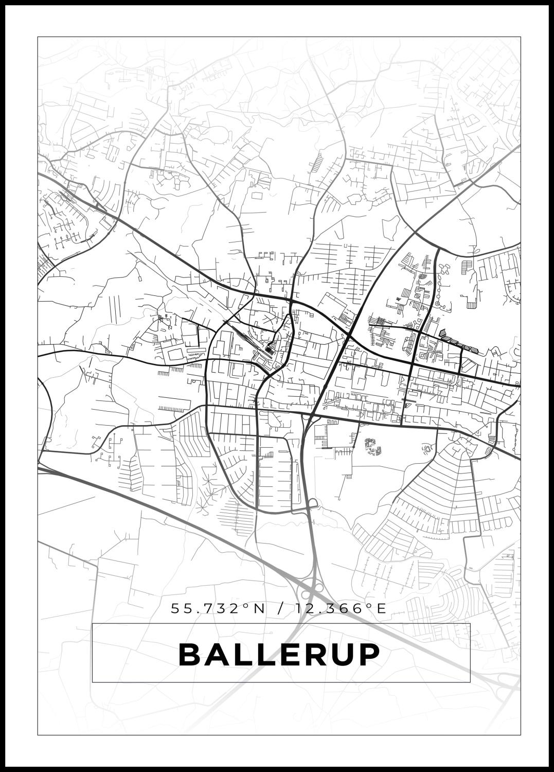 Product Image for Map - Ballerup - White (30x40 cm)