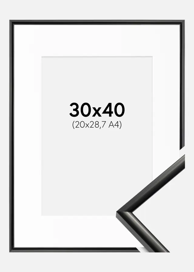 Cadre New Lifestyle Noir 30x40 cm - Passe-partout Blanc 21x29,7 cm