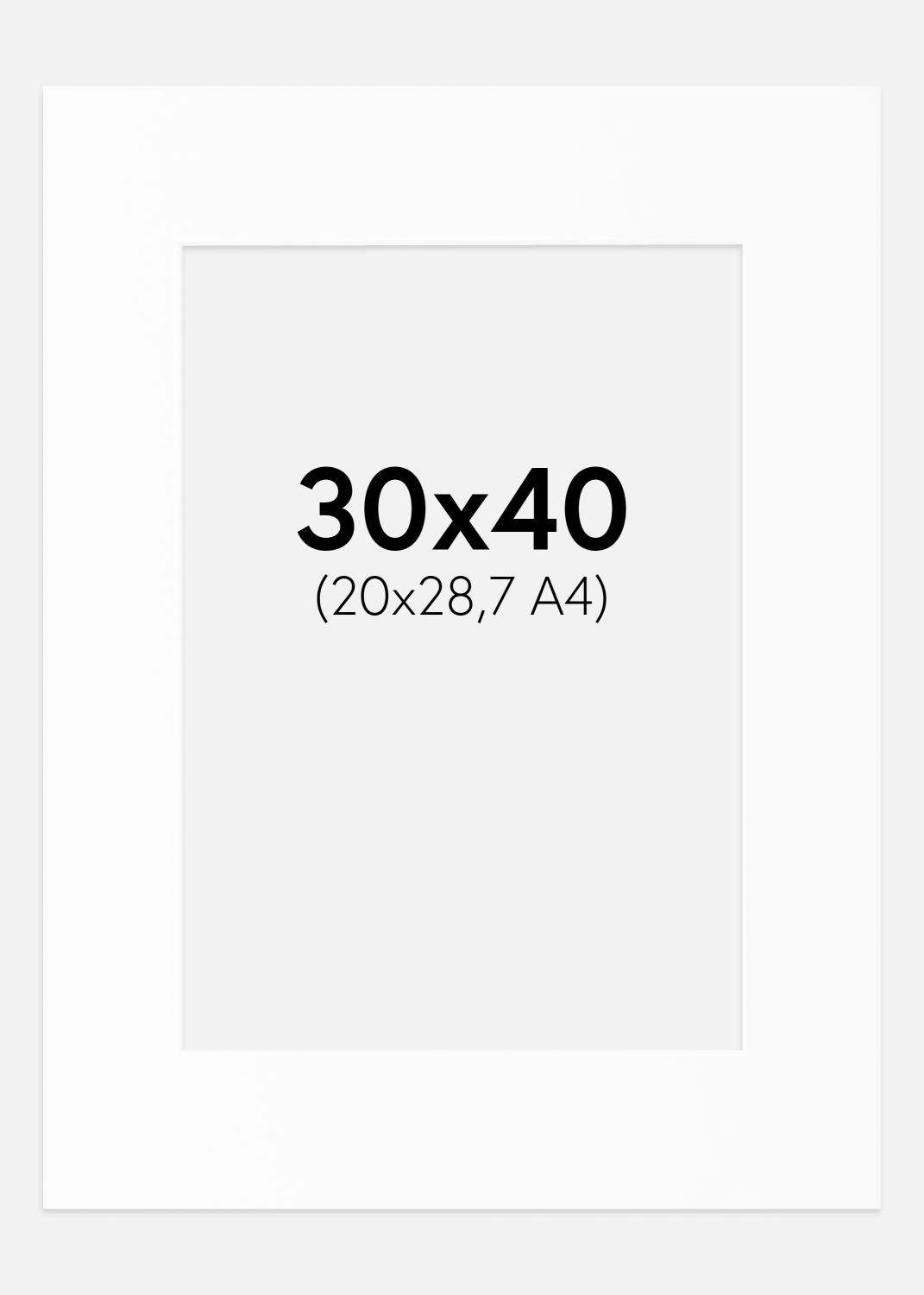 Product Image for Passe-partout Blanc Standard (noyau blanc) 30x40 cm (20x28,7 - A4)
