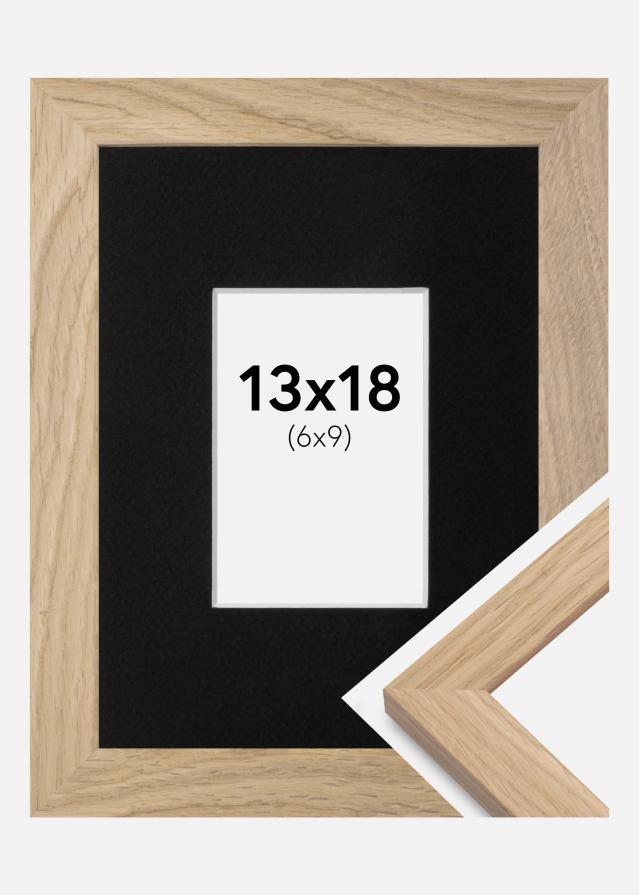 Cadre Oak Wood 13x18 cm - Passe-partout Noir 7x10 cm