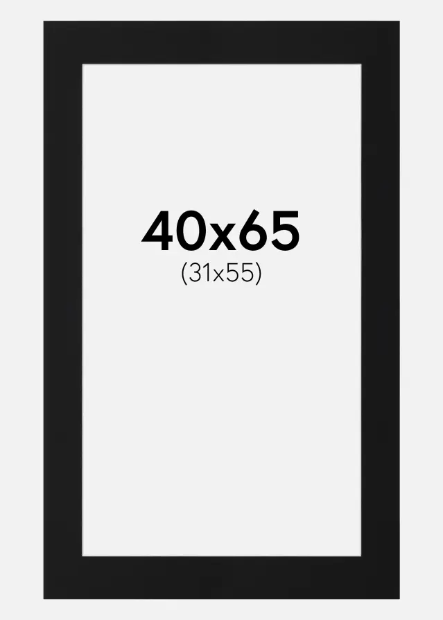 Passe-partout Noir Standard (noyau blanc) 40x65 cm (31x55)