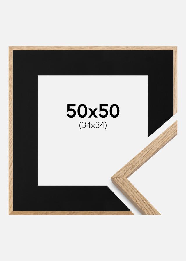 Cadre Oslo Chêne 50x50 cm - Passe-partout Noir 35x35 cm