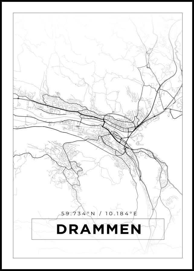 Map - Drammen - White