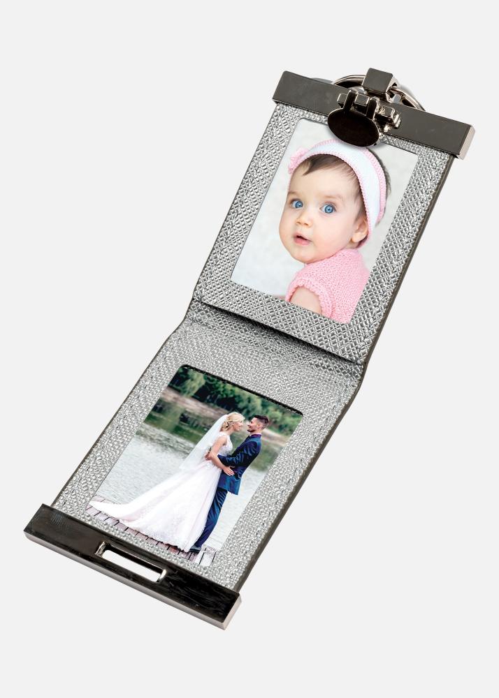 PAC Porte-clefs Argent pour 2 images en 3,5x4,5 cm