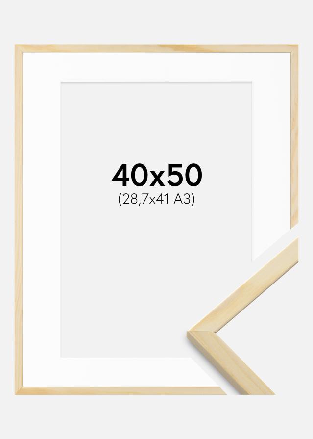 Cadre Galant Pin 40x50 cm - Passe-partout Blanc 29,7x42 cm