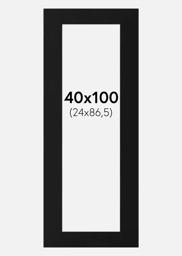 Passe-partout Noir Standard (noyau blanc) 40x100 cm (24x86,5)