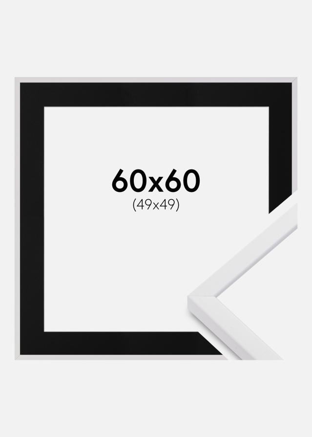 Cadre E-Line Blanc 60x60 cm - Passe-partout Noir 50x50 cm