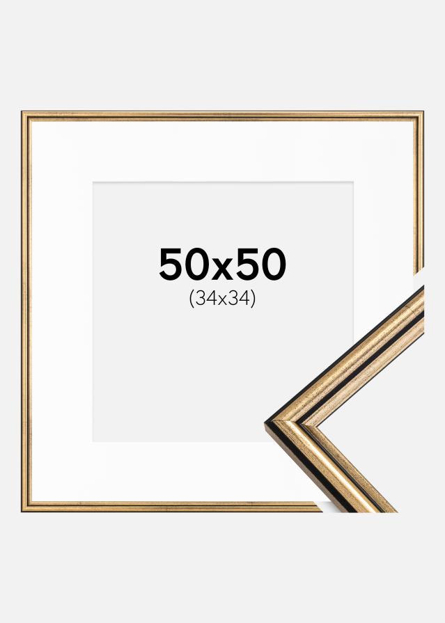 Cadre Horndal Or 50x50 cm - Passe-partout Blanc 35x35 cm
