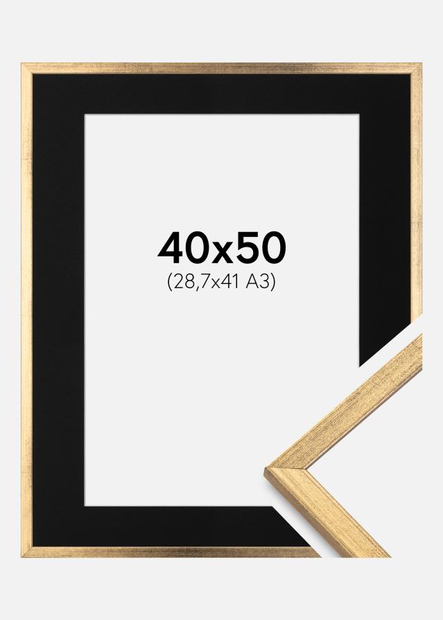 Cadre Galant Or 40x50 cm - Passe-partout Noir 29,7x42 cm