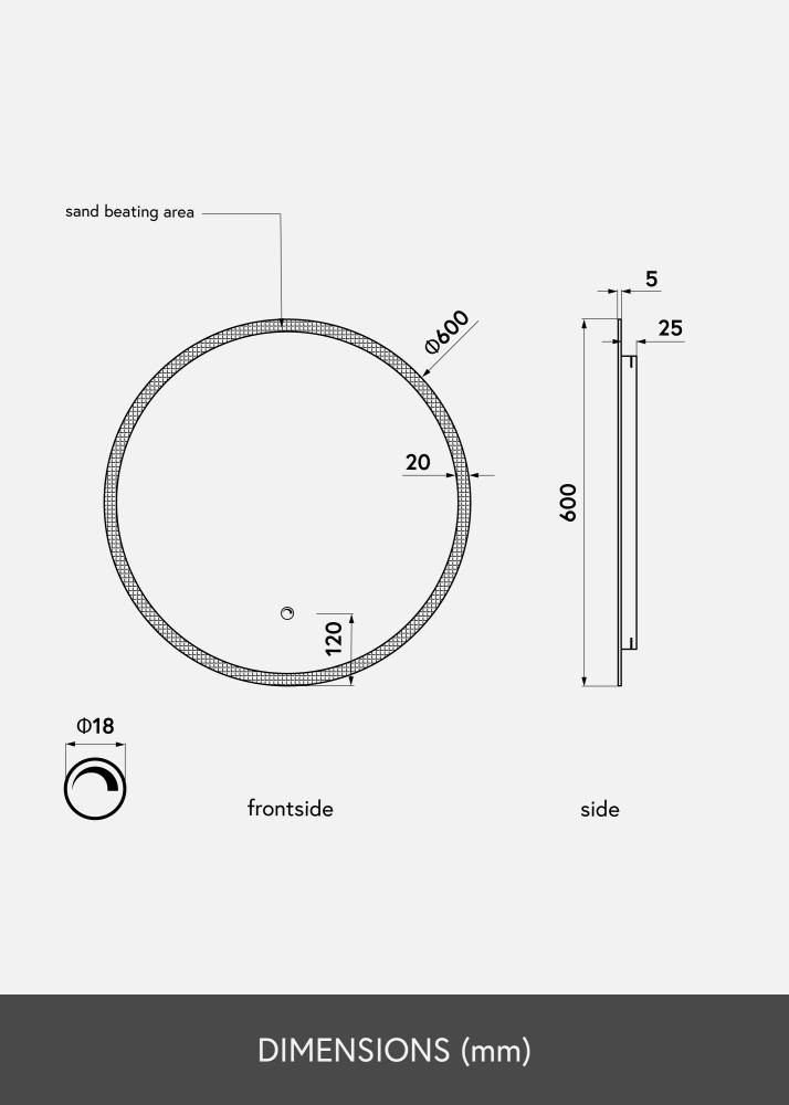 KAILA Miroir Frost LED diamètre 60 cm