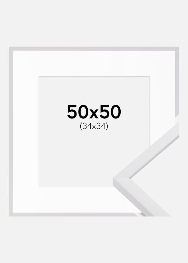 Cadre E-Line Blanc 50x50 cm - Passe-partout Blanc 35x35 cm