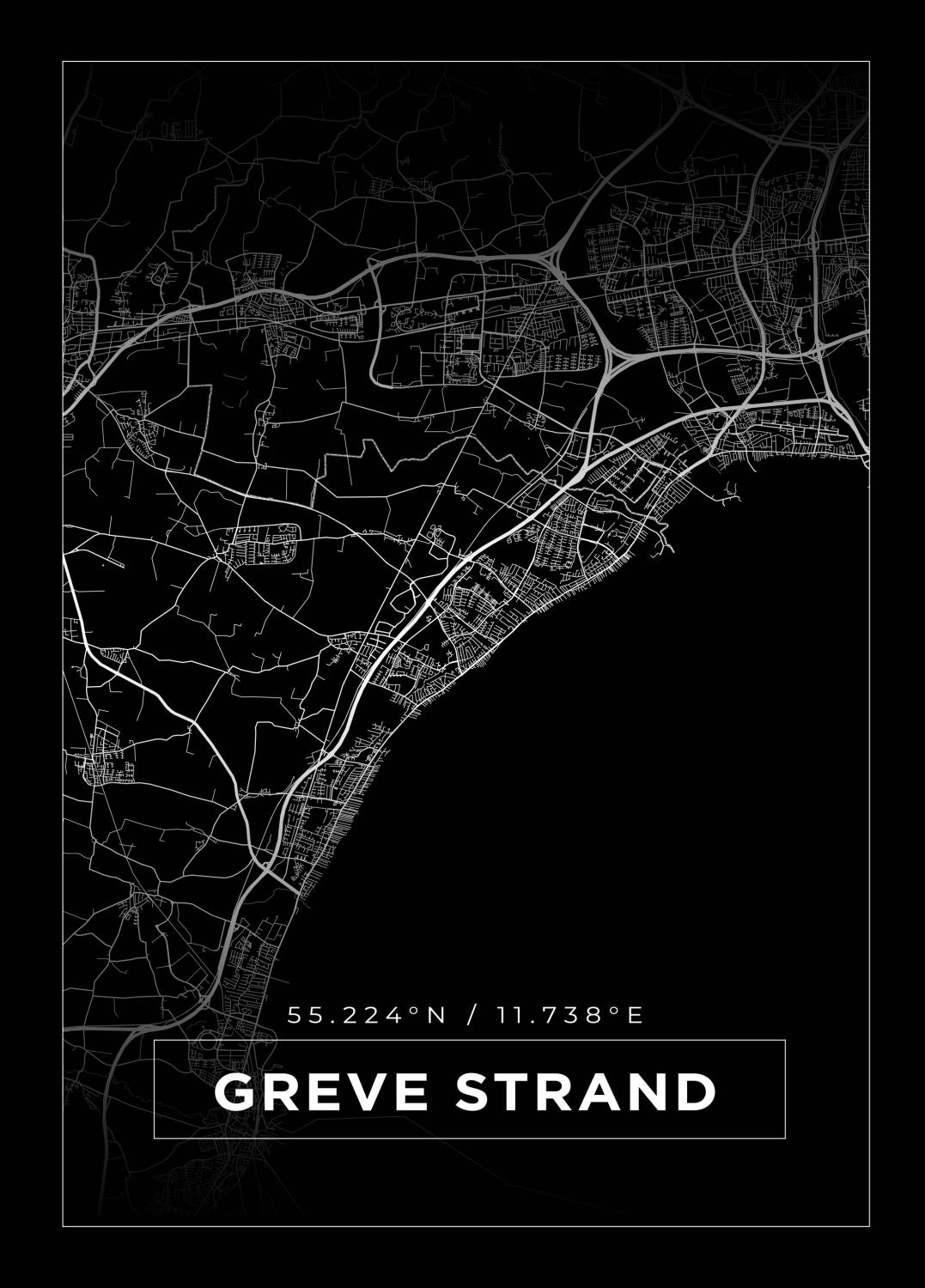 Product Image for Map - Greve Strand - Black (21x29,7 cm (A4))