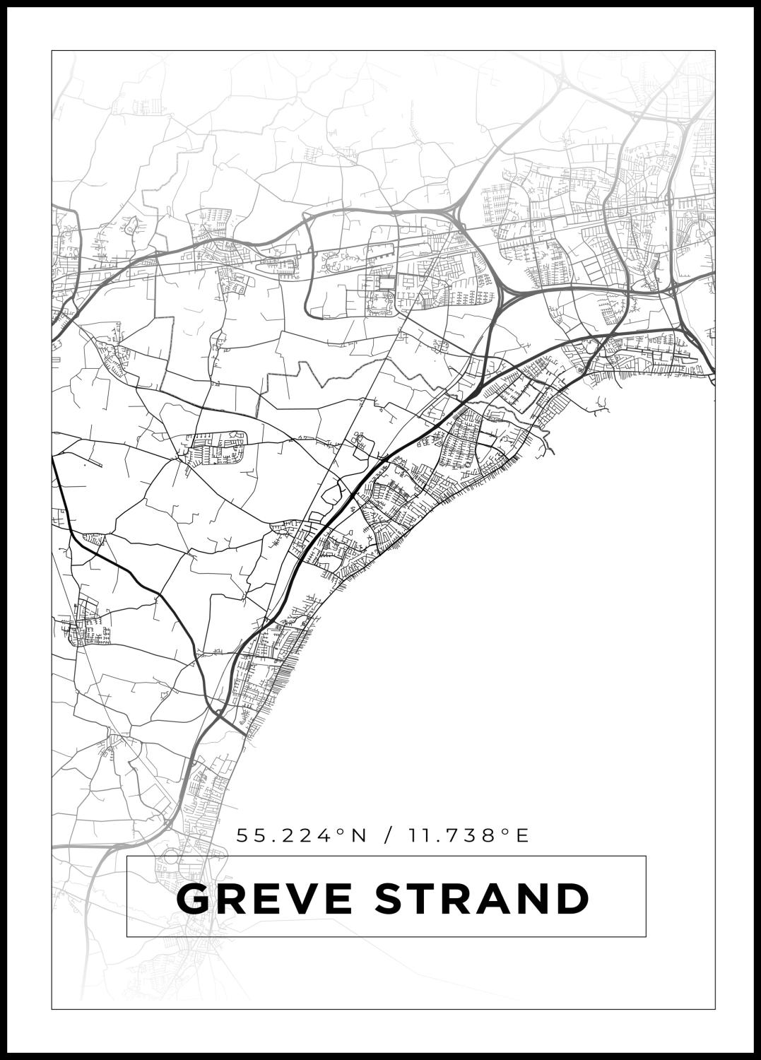 Product Image for Map - Greve Strand - White (21x29,7 cm (A4))