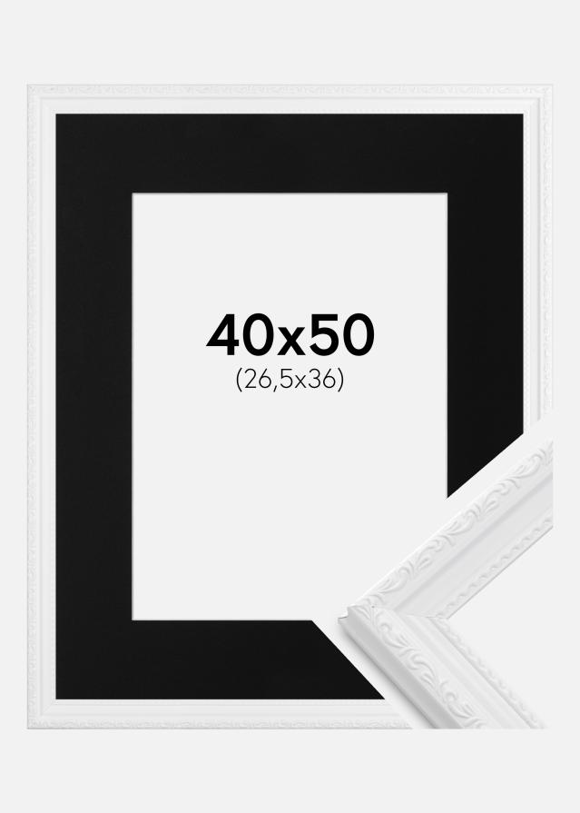 Cadre Abisko Blanc 40x50 cm - Passe-partout Noir 27,5x37 cm