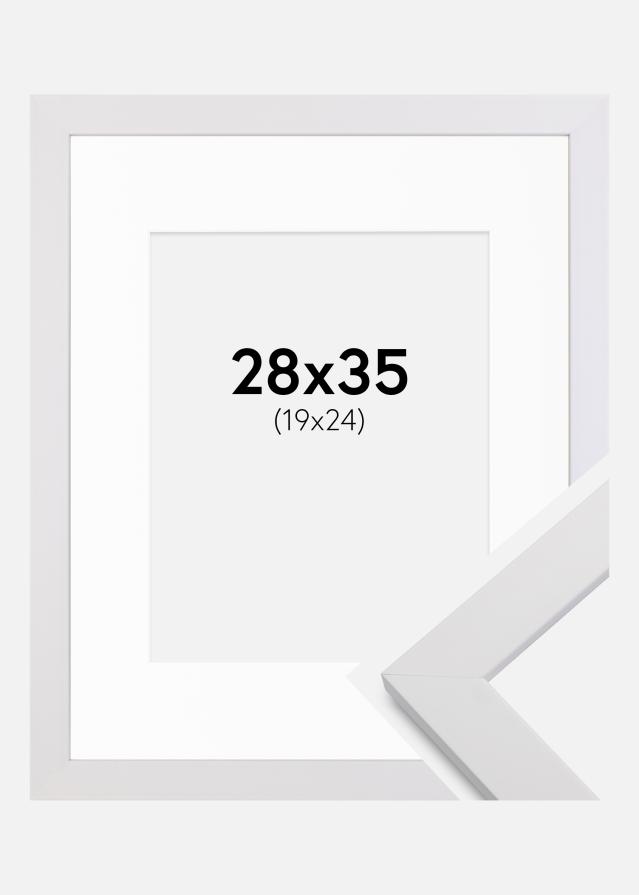 Cadre White Wood 28x35 cm - Passe-partout Blanc 20x25 cm