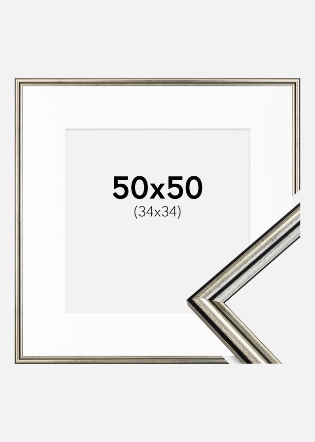 Cadre Horndal Argent 50x50 cm - Passe-partout Blanc 35x35 cm