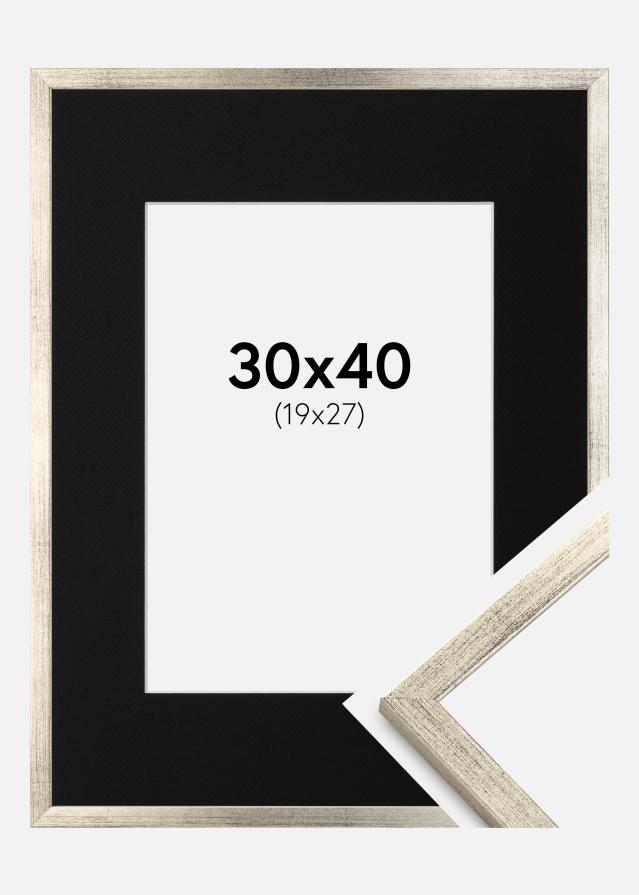 Cadre Galant Argent 30x40 cm - Passe-partout Noir 20x28 cm