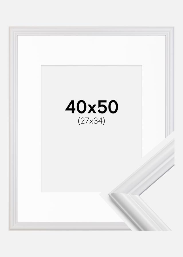 Cadre Siljan Blanc 40x50 cm - Passe-partout Blanc 28x35 cm