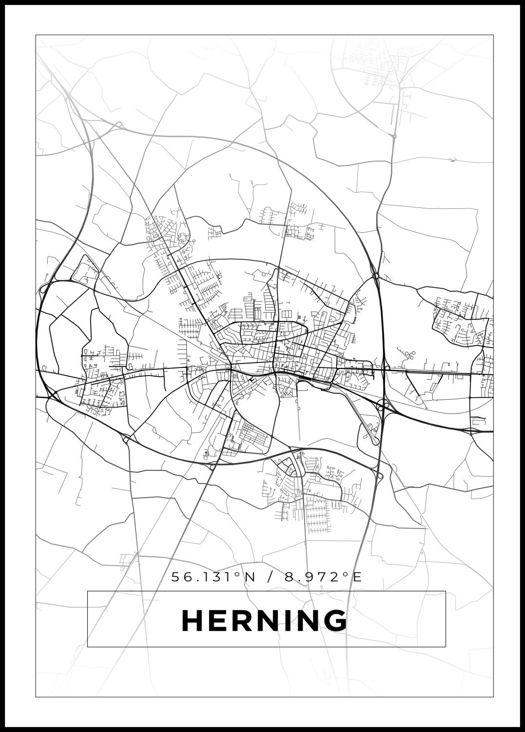 Product Image for Map - Herning - White (50x70 cm)