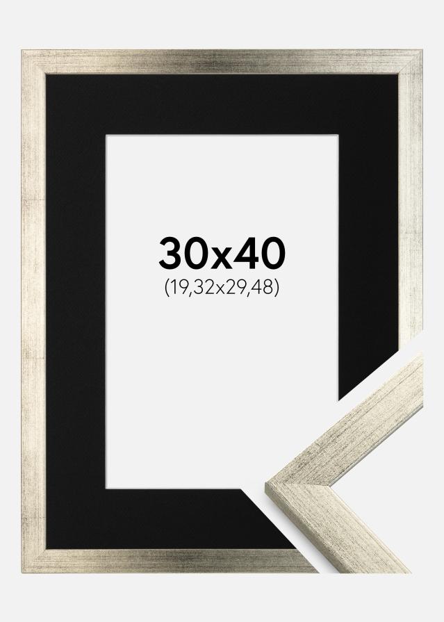 Cadre Stilren Argent 30x40 cm - Passe-partout Noir 8x12 pouces