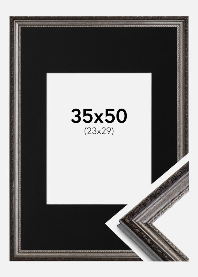 Cadre Abisko Argent 35x50 cm - Passe-partout Noir 24x30 cm