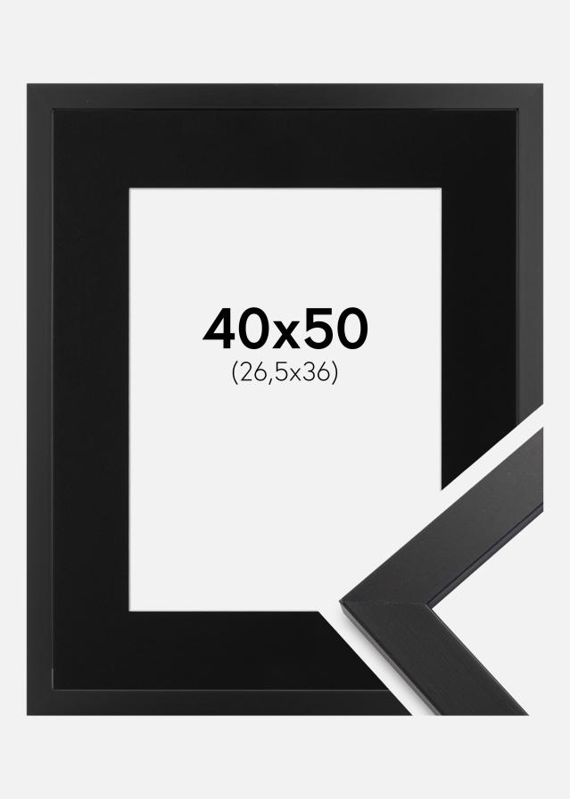 Cadre Black Wood 40x50 cm - Passe-partout Noir 27,5x37 cm
