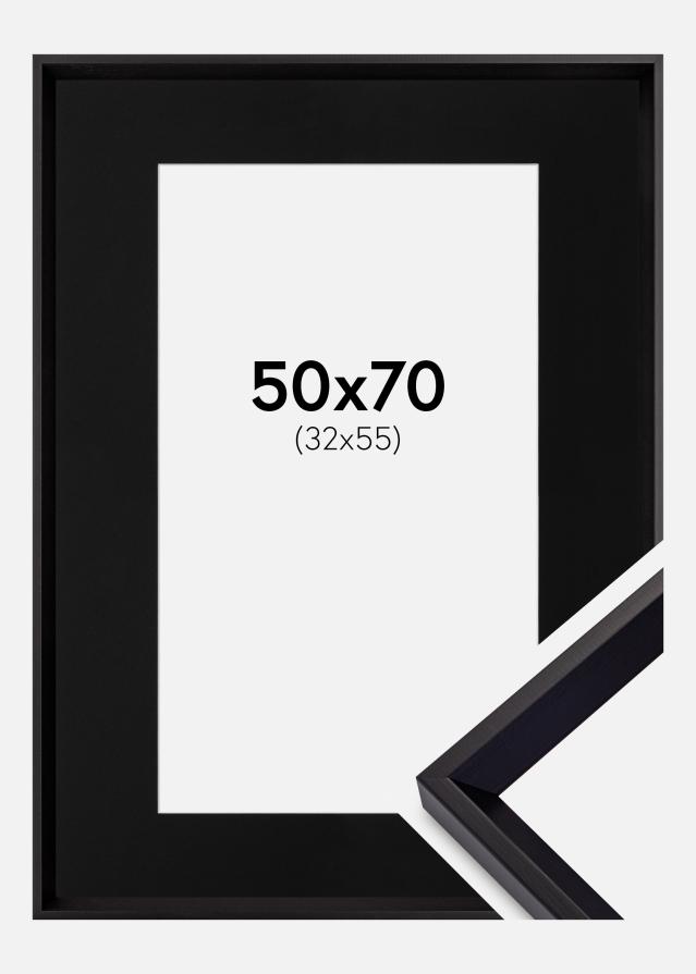 Cadre Globe Noir 50x70 cm - Passe-partout Noir 33x56 cm