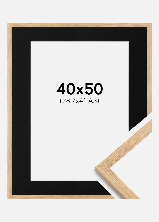 Cadre Galant Chêne 40x50 cm - Passe-partout Noir 29,7x42 cm