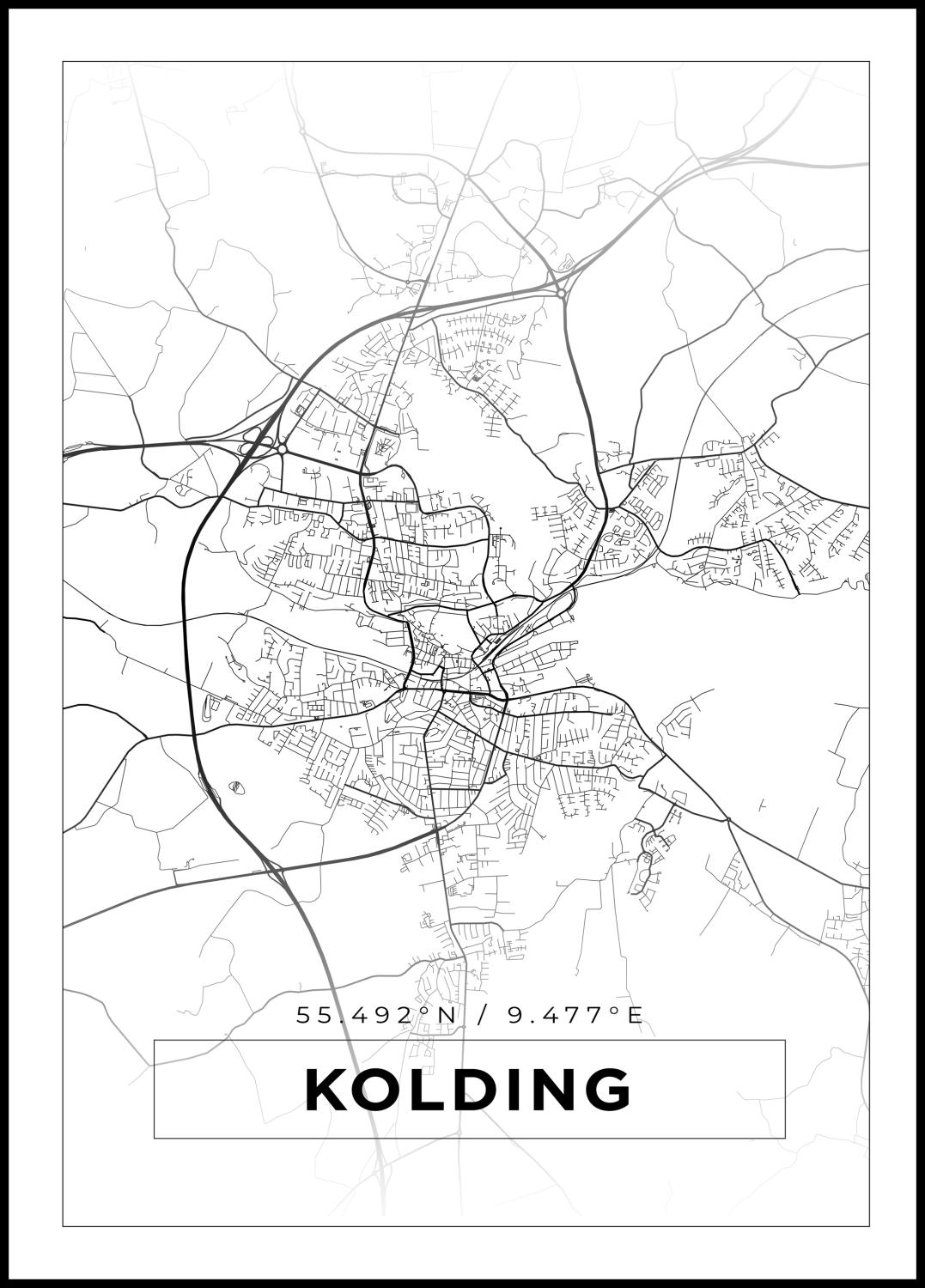 Product Image for Map - Kolding - White (50x70 cm)