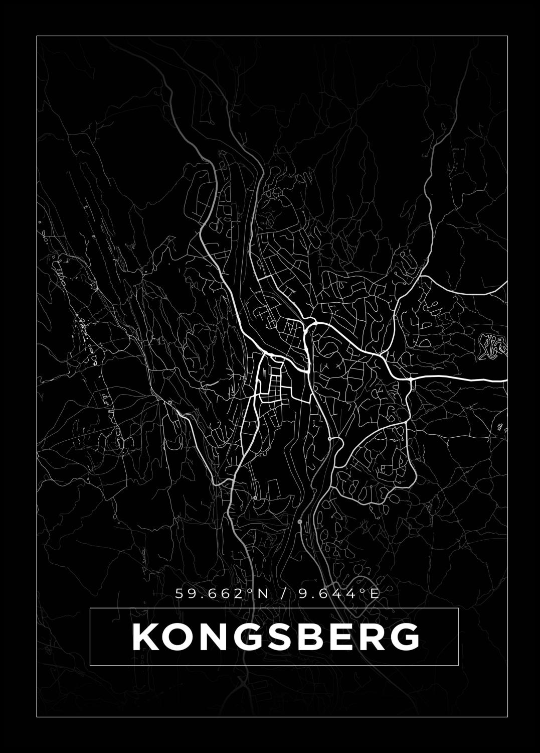 Product Image for Map - Kongsberg - Black (50x70 cm)