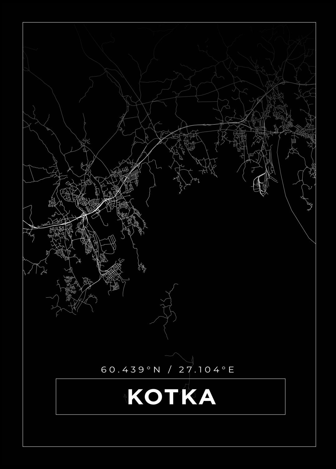 Product Image for Map - Kotka - Black (40x50 cm)