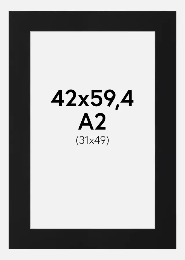 Passe-partout Noir Standard (noyau blanc) 42x59,4 cm (31x49)