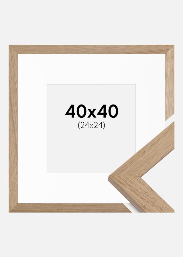Cadre Trendline Chêne 40x40 cm - Passe-partout Blanc 25x25 cm