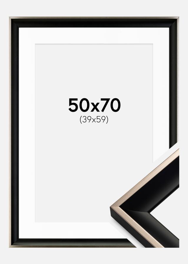 Cadre Öjaren Noir-Argent 50x70 cm - Passe-partout Blanc 40x60 cm