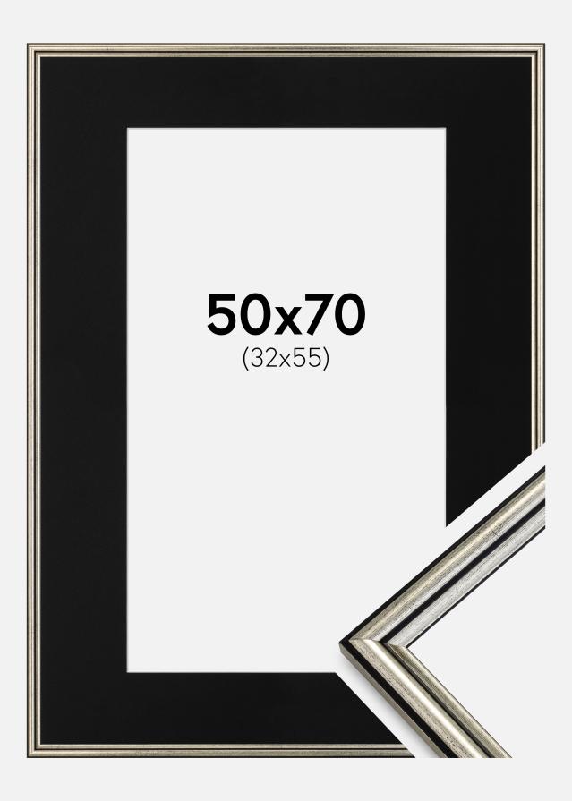 Cadre Horndal Argent 50x70 cm - Passe-partout Noir 33x56 cm