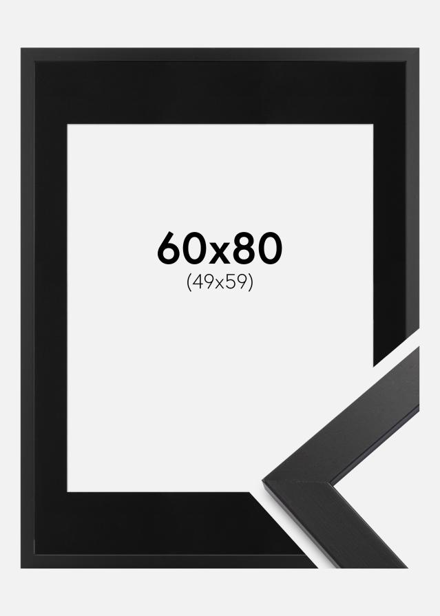 Cadre Black Wood 60x80 cm - Passe-partout Noir 50x60 cm