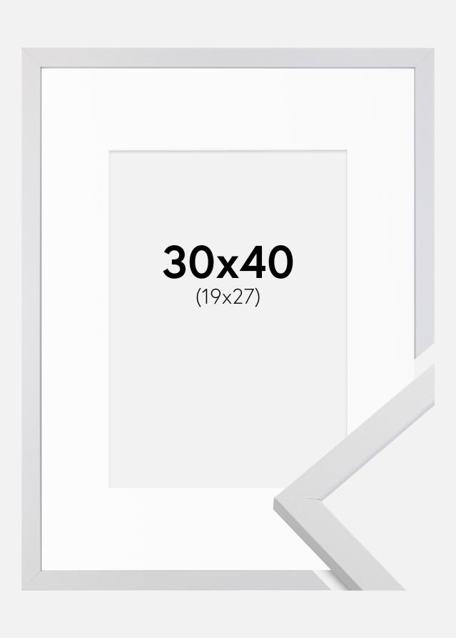 Cadre Trendy Blanc 30x40 cm - Passe-partout Blanc 20x28 cm