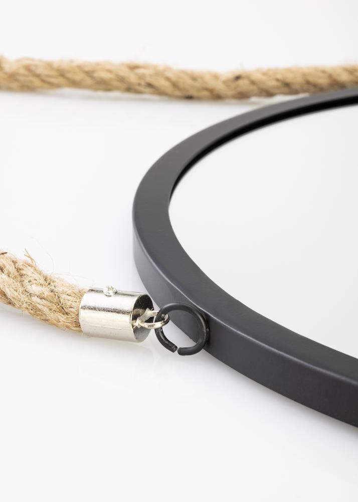 KAILA Miroir rond Rope - Noir diamètre 30 cm