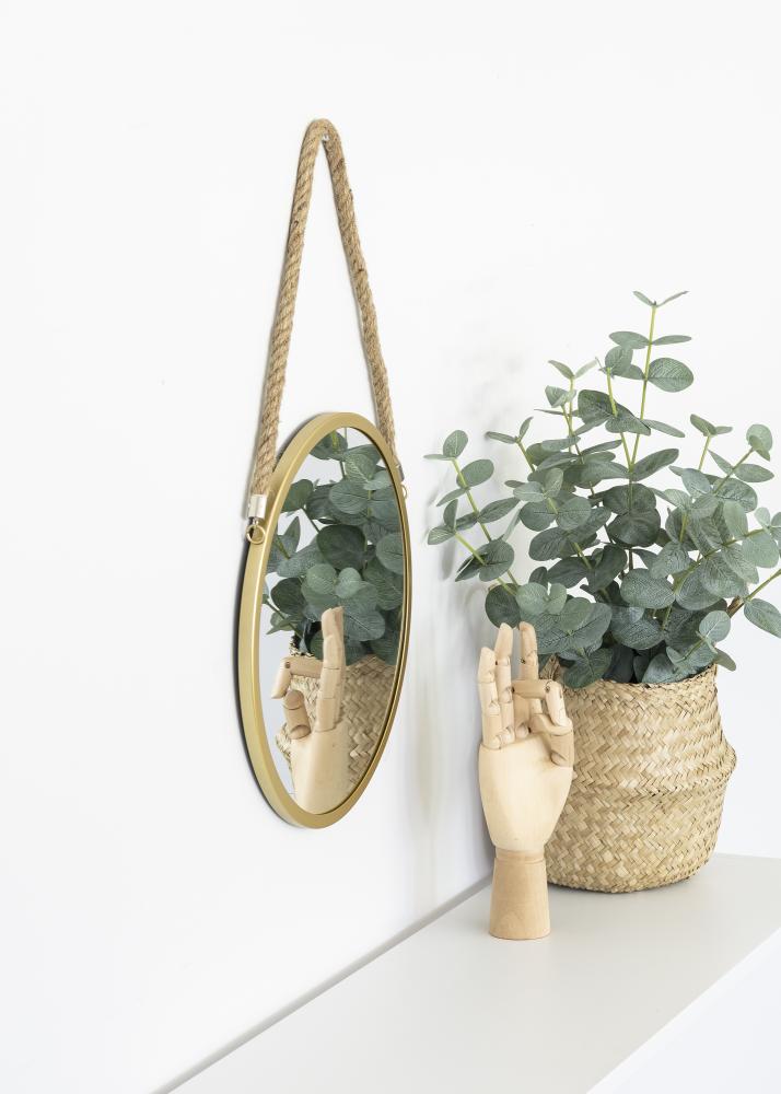 KAILA Miroir rond Rope - Or diamètre 30 cm