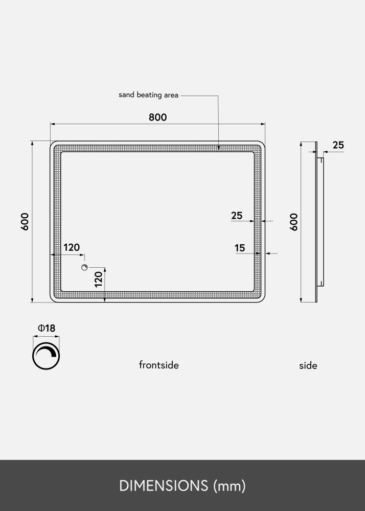 KAILA Miroir Soft Edges II LED 60x80 cm