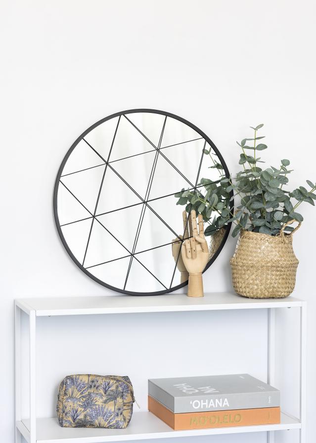 KAILA Miroir rond Triangles - Noir diamètre 55 cm