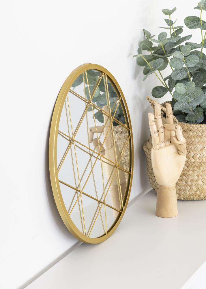 KAILA Miroir rond Triangles - Or diamètre 35 cm