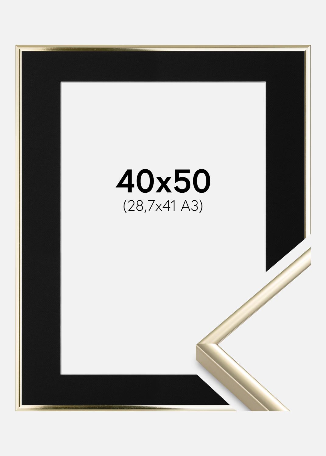 Product Image for Cadre Aluminium Brillant Or 40x50 cm - Passe-partout Noir 29,7x42 cm